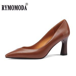 Dress Shoes Women Cow Leather Pumps 2022 Spring Pointed-toe Thin High Heels Pigskin Lining And Sheepskin Insole Office Lady Party