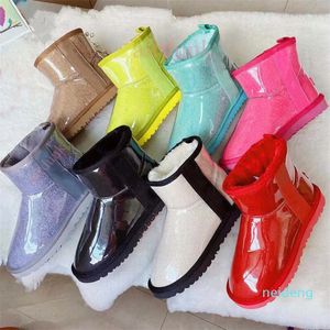 2021 Designer australian classic clear mini boots australia women womens winter snow fur furry girls Kid men satin boot ankle booties 665