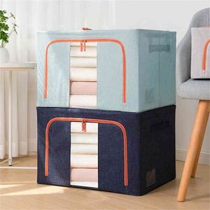 Large Capacity Multifunction Organizer Box Cabinet Container Clothes Toys Books Steel Frame Foldable Storage Finishing Case 210922
