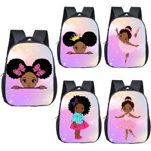 Cute Little African American Ballerina Danza Zaino Borse da scuola per bambini Afro Girl Boobag Borsa per bambini asilo per bambini 220212