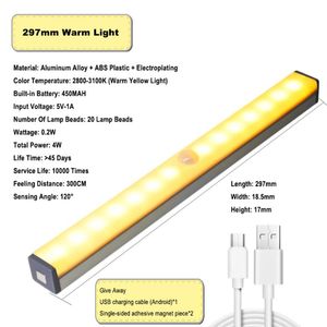 Mm Lamba toptan satış-Gece Işıkları mm LED Işık Hareket Sensörü Dolap Lambası USB Şarj Edilebilir Dolap Lambaları Dolap Mutfak Yatak Odası Adım Aydınlatma için