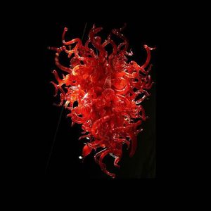 أنيقة أحمر قلادة مصباح عيد الميلاد ديكور المنزل dale chihuly الزجاج الثريا الصمام مصدر ضوء اليد في مهب الزجاج الثريات الإضاءة 24 أو 32 بوصة