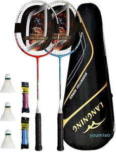 Badminton Raquetes Set 2 Fibra Full Carbono Leve Formação Home Treinamento