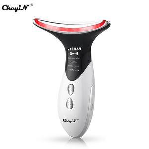 CkeyiN Ultrasonic Neck Massager Face Lifting EMS Micro-Currents Anti Wrinkles Tightening Pon Therapy Beauty Instrument 220114