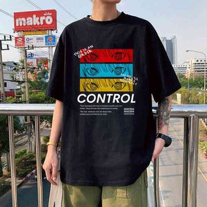 Chainsaw Man Control Camiseta Homens Impressão Gráfica Tees Tops Homens Mulheres Oversized Manga Curta T-shirt Harajuku Unisex Roupas G1222