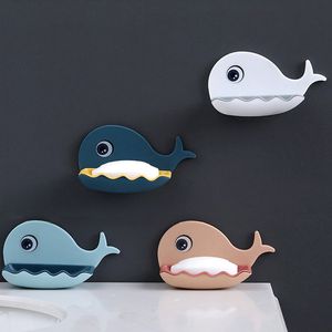 Scatola per piatto di sapone carino Cartoon whale porta sapone custodia per la doccia per la doccia contenitore per look per scarico di scarpe da bagno Gadgets Hy0304