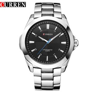 Curren Watchesトップブランドの高級古典的なビジネスクォーツ男性腕時計ステンレススチールバンド男性時計モントトルホムロエスQ0524