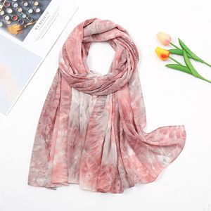 Fashion Plain Tie Dye Chiffon Scarf Shawl Printed Muslim Headscarf Hijab High Quality Malaysia Women's Scarves Long Shawls