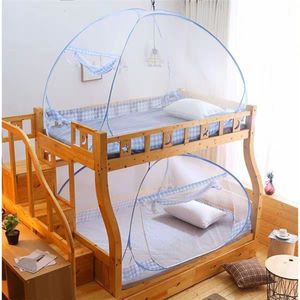 1 Piece Bi-parting Mosquito Net Foldable Mesh Bedding Curtain Automatic Installation Tent For Single Bed Portable Student Canopy 210316