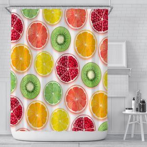 Sommarfruktdusch gardin cm gul ananas orange vattenmelon mönster polyester tyg Vattentät badrum gardiner dekoration