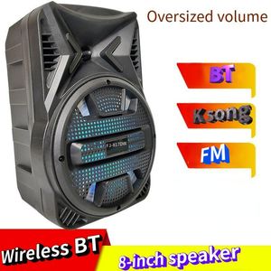 Bärbara högtalare 8 tums trådlös Bluetooth-kompatibel högtalare Big Power Stereo Subwoofer Heavy Bass Sound Box Support Mic FM Radio TF