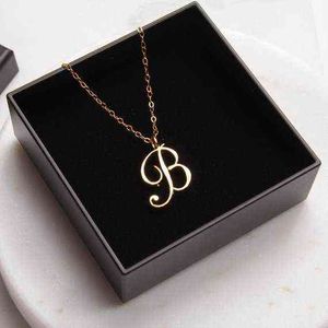 Small letter Label Simple Initial alphabet B Necklace Symbol English Initials Letters Name Charm Pendant Chain Jewelry G1206