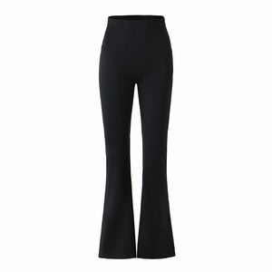 Hög midja leggings kvinnor svart elasticitet tätt byxor femme sexiga slim flare byxor 210531