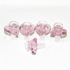 New Unique Pink Love Heart Shape Glass Bowl For hookah Bong Water pipe 14mm male Bubbler Heady Oil Dab Rigs Percolator shisha smoking