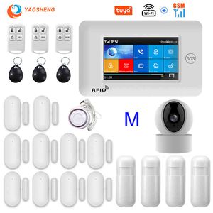 TUYA WIFI GSM Wireless Burglar Home Security Alarm System Smart life IP Carema Compatible With Alexa And Google