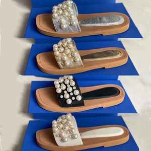 2021 نساء Goldie Slide Sandals Square Open Toe Slippers Beige Being Cow Leather Flops Summer Flops with Box 314