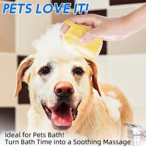Pet Dog Grooming Shampoo Massager Brush Badrum Valp Katt Bad Massage Handskar Mjuka säkerhet Silikon Tillbehör för hundar Katter Verktyg Mascotas produkter