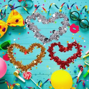 Party Decoration Heart Shape Tinsel Garland Ribbon Bar Shiny Tops Diy Ornament Home Festival Birthday Wedding Valentines Day
