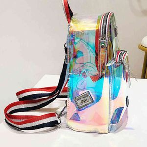 New Fashion Girl Clear Transparent See Through PVC Mini Backpack School Book Bag Laser Jelly Transparent Backpack Y1105
