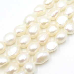 Moda naturale 10-11mm Branelli irregolari bianchi per le donne Ragazza di perle d'acqua dolce collana di perle che fanno fai da te
