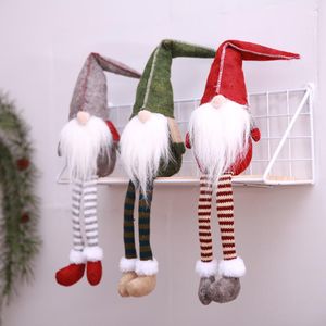 3 stks Zweedse Gnome Chirstmas knuffel Scandinavische stijl decor Dangle Leg Plank Ornamenten Kerstdecoratie