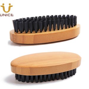 MOQ 100st Custom Logo Bamboo Face Hair Beard Brush med 100% nylon Eco-Friendly Bristle Animal Free Facial Borstes for Men Grooming