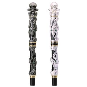 Ballpoint Pens Jinhao Full Metal Rollerball Pen Snake With Skull Skeleton Cap Heavy Ink Fine Point 0.5mm Office Business Writing
