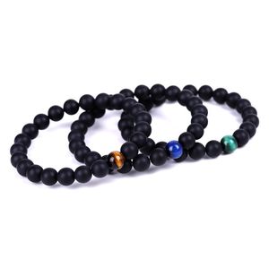 8mm Natural Stone Handmade Strands Beaded Charm Bracelets For Women Men Party Club Elastic Jewelry