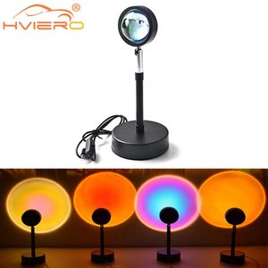 Wholesale projector sunset resale online - USB Rainbow Sunset Red Projector Led Night Light indoor lighting Sun Projection Desk Lamp for Bedroom Bar Coffee Store Wall Decoration