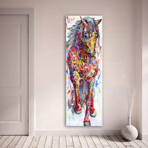 QKART Arte della parete Pittura Stampa su tela Immagine animale Stampe animali Poster Il cavallo in piedi per soggiorno Decorazioni per la casa Senza cornice 210310