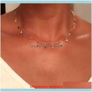 Halsketten Anhänger Schmuckböhmische Goldhalskette für Frauen Charmante bunte Steinkette Chockers Handgemachter Partyschmuck Großhandel Collare