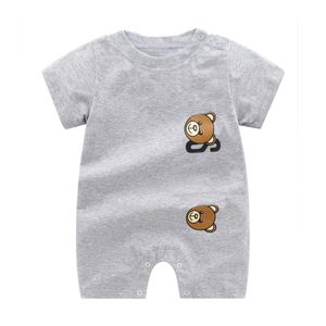 Nowonarodzone ubrania unisex niedźwiedź krótki rękaw Baby Rompers Summer niemowlę piżamę bawełna miękkie chłopcy guit kostium kostium do ciała garnitur