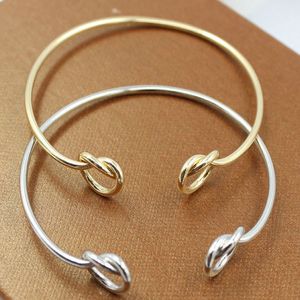 Infinity Love Knotted Open Cuff Bangle Simeple Modern Girls Cute Daily Wear Unique Boho Bracelet Gift Q0719