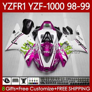 Kit carrozzeria OEM per YAMAHA YZF-1000 YZF-R1 YZF 1000 CC R 1 1998 1999 2000 2001 Carrozzeria 82No.124 YZF R1 Rosa bianca 1000CC 98-01 YZF1000 YZFR1 98 99 00 01 Carenatura moto