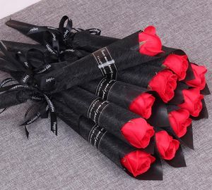200 pz Stelo Singolo Fiori di Rosa Artificiali Romantico San Valentino Matrimonio Festa di Compleanno Rose di Sapone Fiore Rosso Rosa Blu SN5532