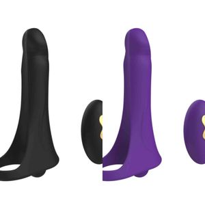 NXY-vibratorer fjärrkontrollband på penis dubbel penetration sexleksaker för par ring erektion vagina plug 1119