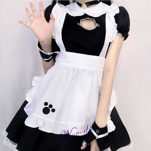 Sexy Black Cat Maid Outfit Meisje Vrouwen Mannen Gothic Sweet Lolita Jurk Fantasia Halloween Anime Cosplay Kostuum Plus Size XXXXL G0913