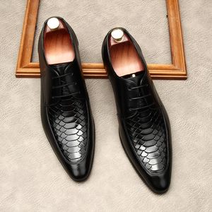 Large Size EUR46 Serpentine Black / Wine Red Mens Wedding Dress Shoes Genuine Leather Prom Shoes Male Business Shoes