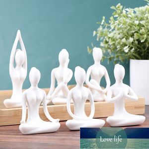 6 Stili Abstract Art Yoga in ceramica Posa Figurina Porcellana Lady Figure Statue Home Studio Decor