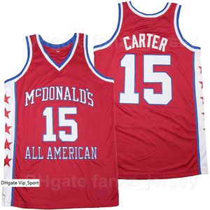 Filme McDonalds All America Basquete Vince Carter Jersey 15 Equipe Cor Laranja Away Respirável para Desporto Fãs Pura Camisa de Algodão Universidade Qualidade superior à venda