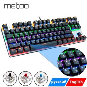 Gaming Mechanical Keyboard 87/104 Klawisze Rosyjski / Angielski USB Wired LED Podświetlany Gra Keyboards Blue / Red Switch Gamer komputera