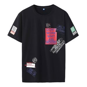 Hio Hop Loose Mens camisetas Moda Verão Mangas curtas Preto Branco Tshirt T-shirt T-shirt Plus Asiático Oversize L-6XL 7XL 8XL 9XL 210722