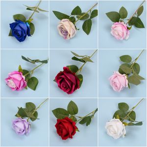 Artificial Rose Flower Red Pink Silk Roses with Stem Flowers Valentine Day Wedding Anniversary Party Home Decor