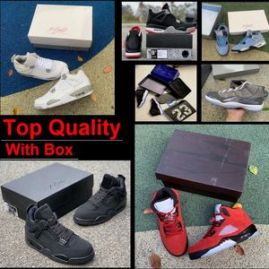 Alta Qualidade Cool Cinza Basquete Sapatos Real Fibra de Carbono Branco Oreo 4s Concord Space Jam Prom Noite Ginásio Vermelho Gama Azul Neon Preto Infravermelho 5s Homens Mulheres Esportes