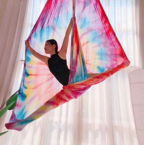 Yeni Ombre Hava Fly Yoga Hamak Seti 5mx2.5 M Yoga Yerçekimi Yoga Kemerler Yoga Egzersiz Hava Salıncak Yatak Trapez H1026