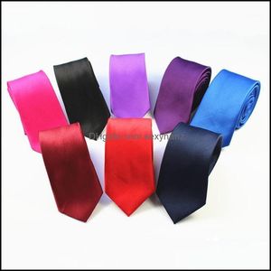 Neck Fashion Aessories Gusleson wysokiej jakości męskie krawat stałe zwykły 100% jedwab Slim skinny wąskie gryzie krawat do mężczyzn Formalny ślub P
