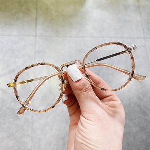 Desenhador de vintage redondo óculos bonitos metal quadro óptico grandes lentes com envoltório plástico moda mulheres óculos