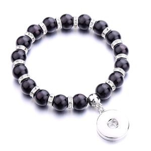 Women Charms Snap Button Bracelet Acrylic Beads Hand Strand Bracelets Jewelry fit DIY 18MM Ginger Snaps Elastic Bangle