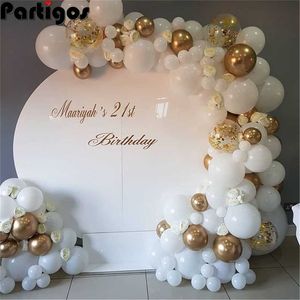 98 pcs White Balloons Garland Arch Kit Confetti Metallic Gold Pastel Latex Balloon Baby Shower Birthday Graduation Party Decor 211216