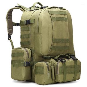 多機能戦術的なバックパック60L Molle Trekkingの狩猟袋オックスフォード耐水性のハイキングクライミングリュックサック1